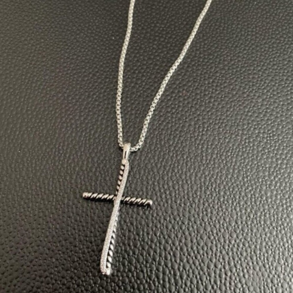 David Yurman Twisted Silver Cross Necklace
